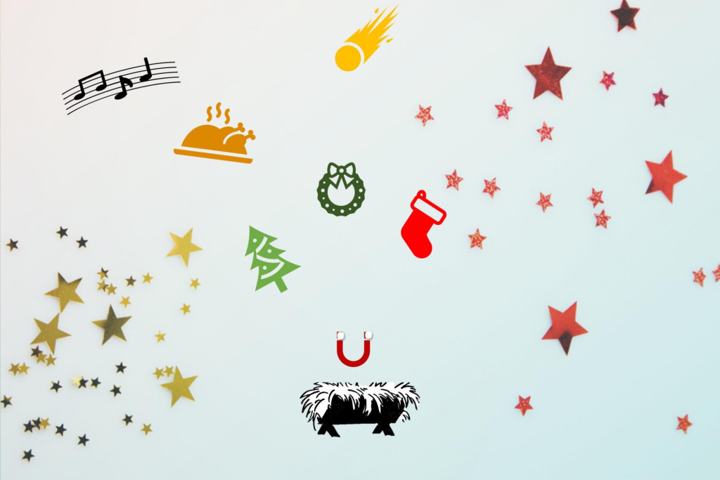 Kerstmis in pictogrammen.