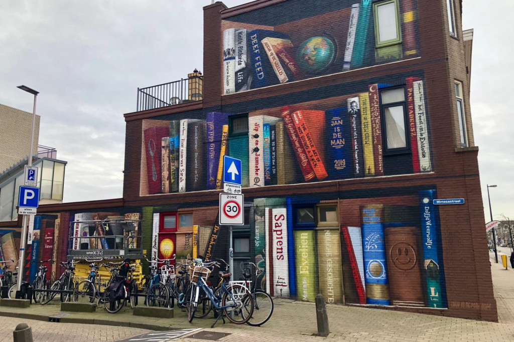 Muurschildering boekenkast Utrecht Muurschildering boekenkast Utrecht
