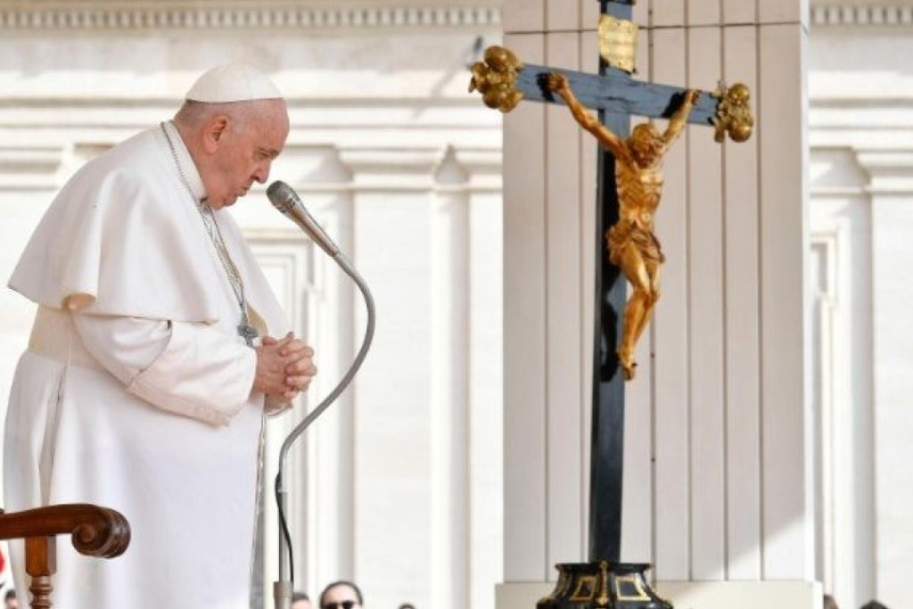 Paus Franciscus tijdens de algemene audiëntie van woensdag 22 maart 2023