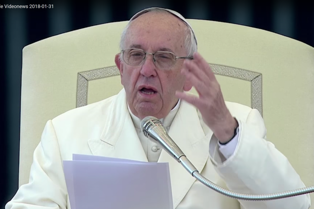 Paus Franciscus tijdens de algemene audiëntie