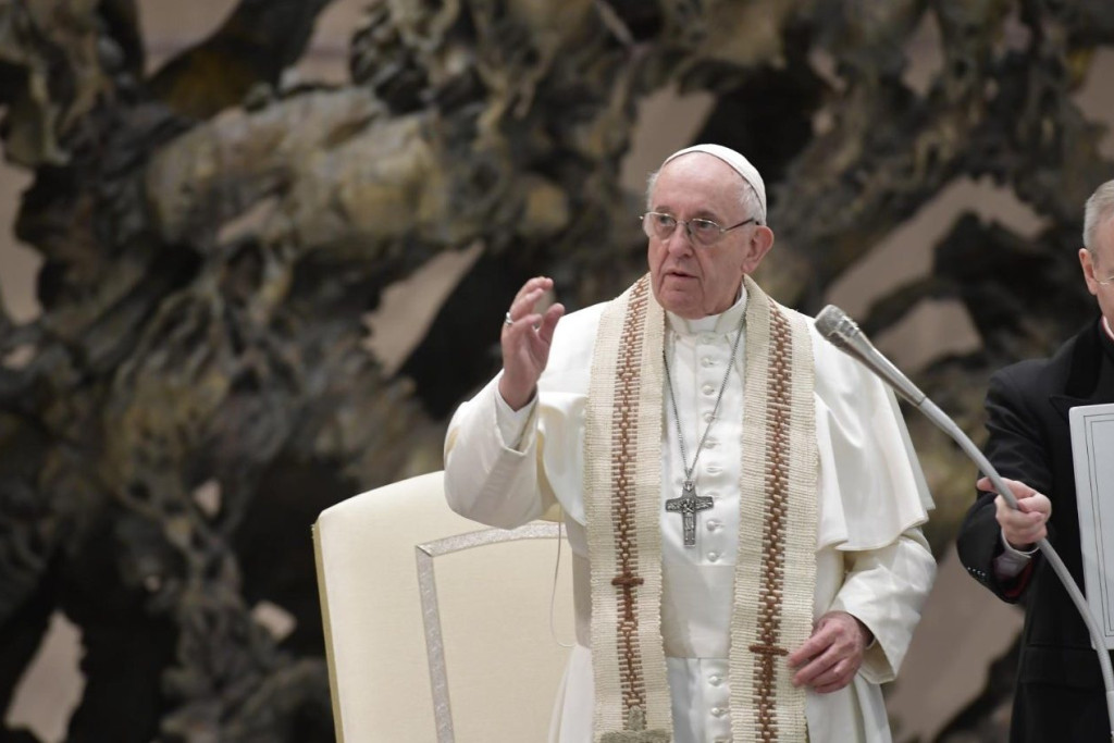 Paus Franciscus tijdens zijn catechese over het Onzevader op de algemene audiëntie van woensdag 13 februari 2019