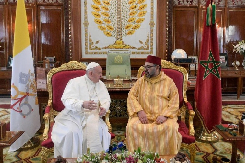 Paus Franciscus en de Marokkaanse koning Mohammed VI