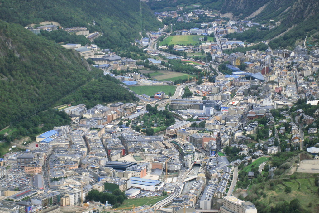 De dwergstaat Andorra, in het zuidwesten van Europa