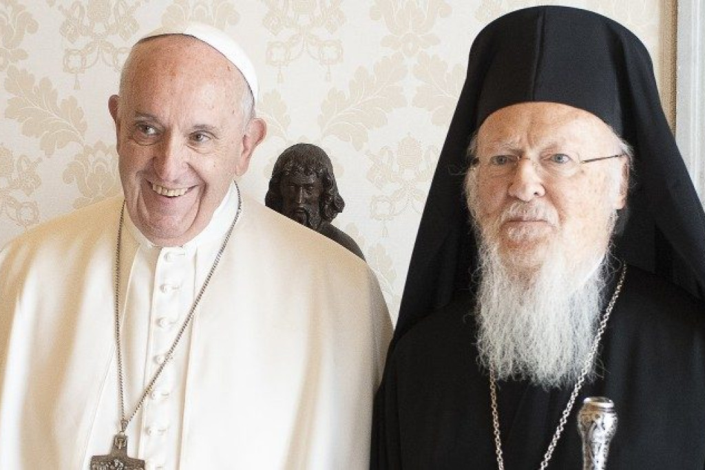 Patriarch Bartholomeus met paus Franciscus
