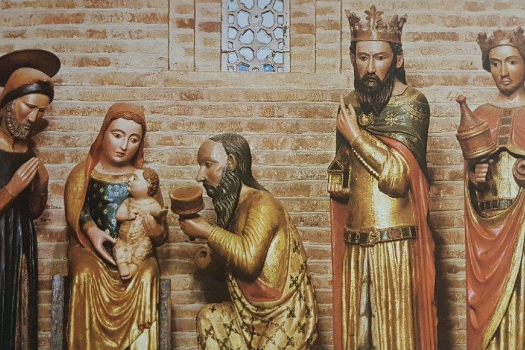 De kerststal met de drie wijzen in de Sint-Stefanusbasiliek in Bologna