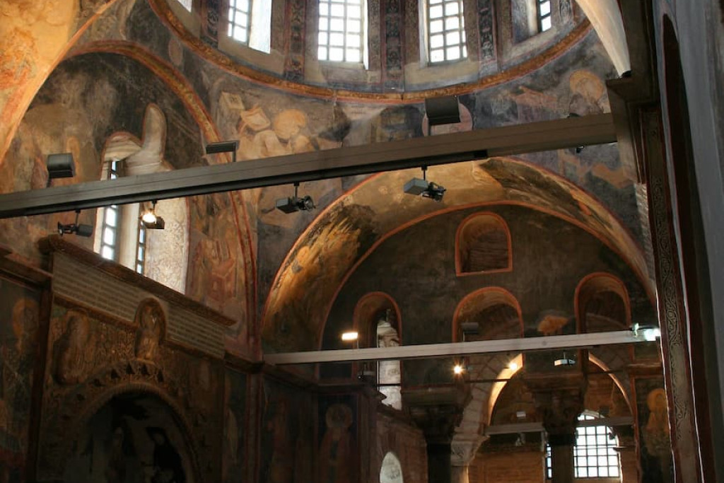 Interieur van de Chorakerk met wereldberoemde fresco's in 2011 toen het nog een museum was