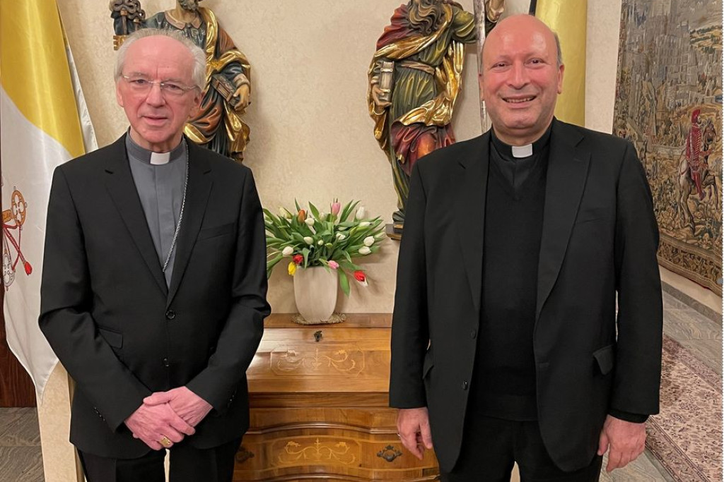 De nieuwe nuntius Franco Coppola met kardinaal Jozef De Kesel