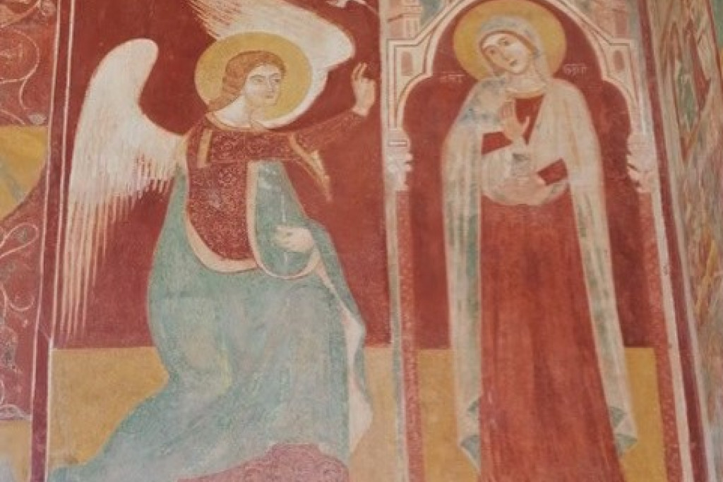 Fresco met de Annunciatie in de Chiesa rettoria Santa Maria al Casale