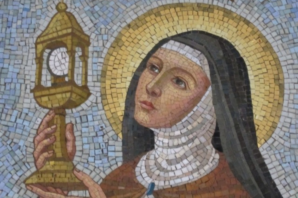 Mozaïek van de heilige Clara.