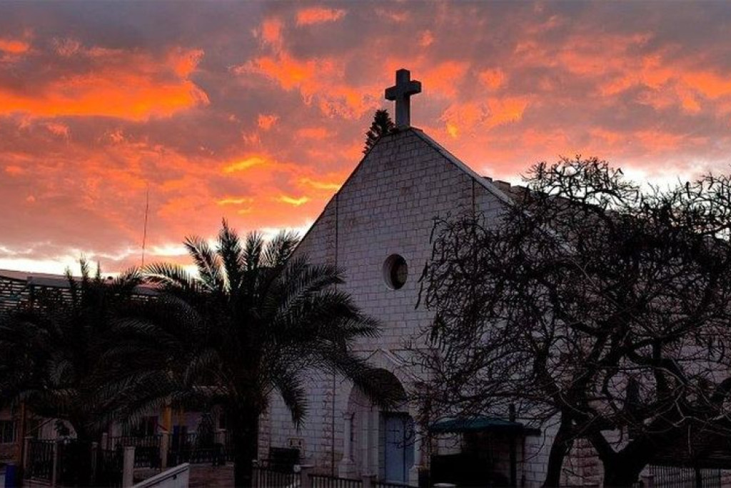 De kerk van de Heilige Familie in Gaza
