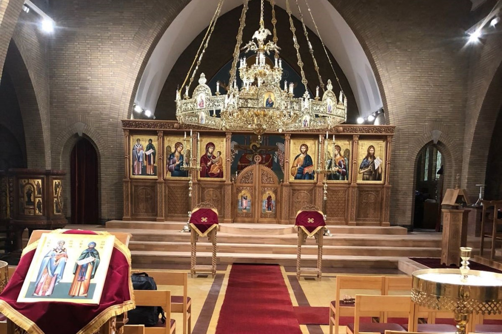 De orthodoxe kerk van de Heiligen Konstantijn en Helena, de voormalige Sint-Godelievekerk, in Oostende