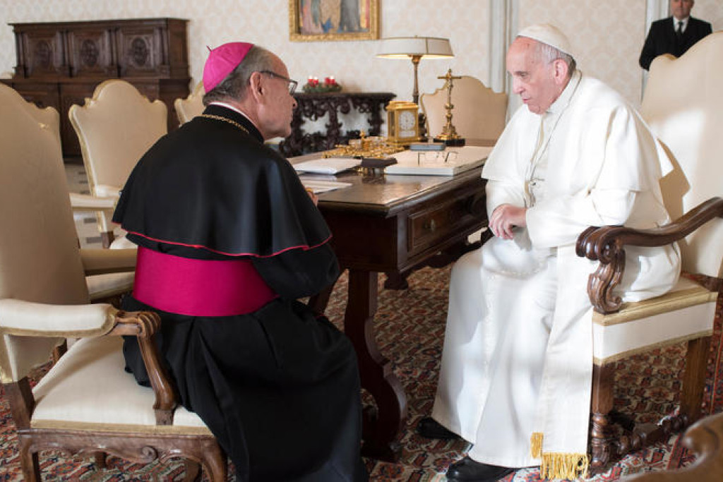 Bisschop Huonder bij paus Franciscus