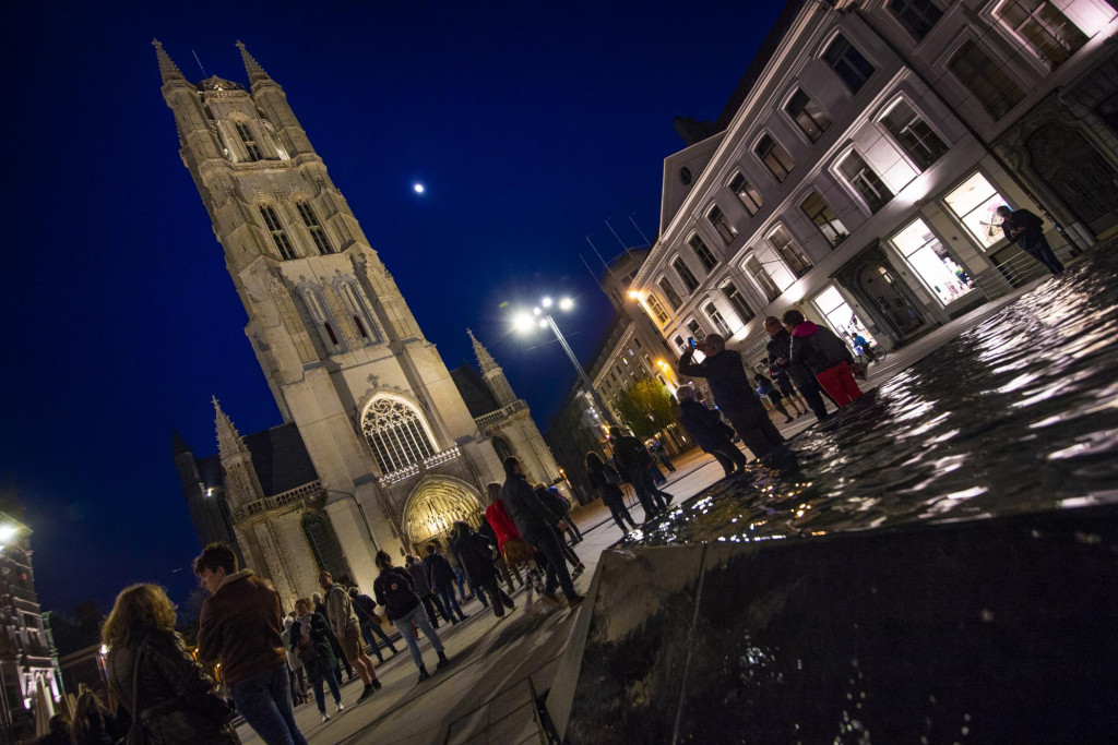 Torenverlichting Sint-Baafs op persmoment