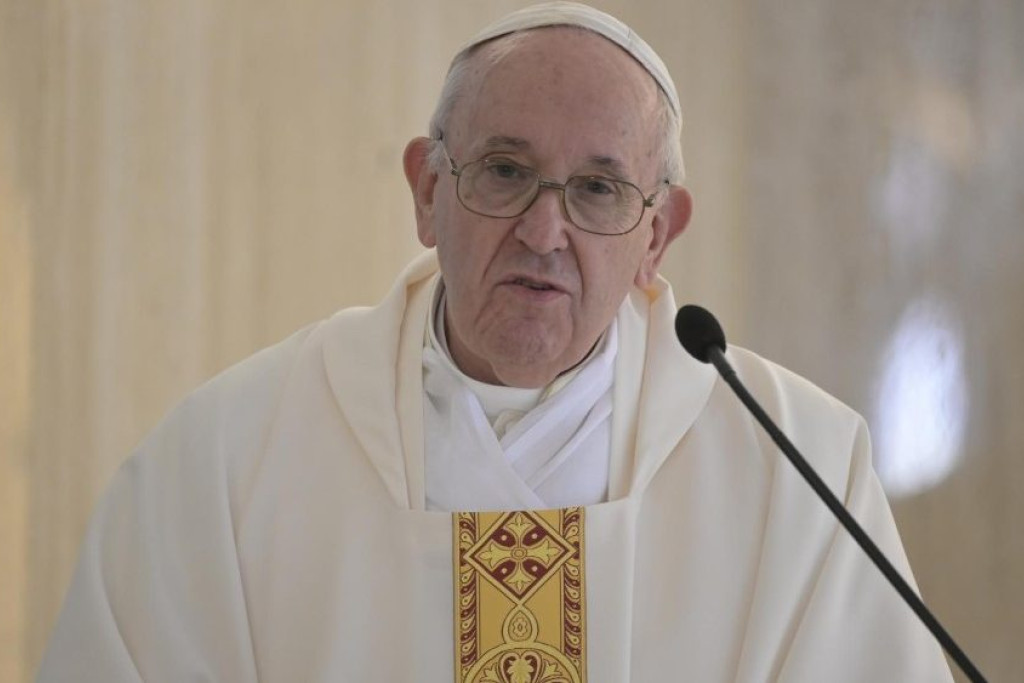 Paus Franciscus tijdens de eucharistie van vanmorgen