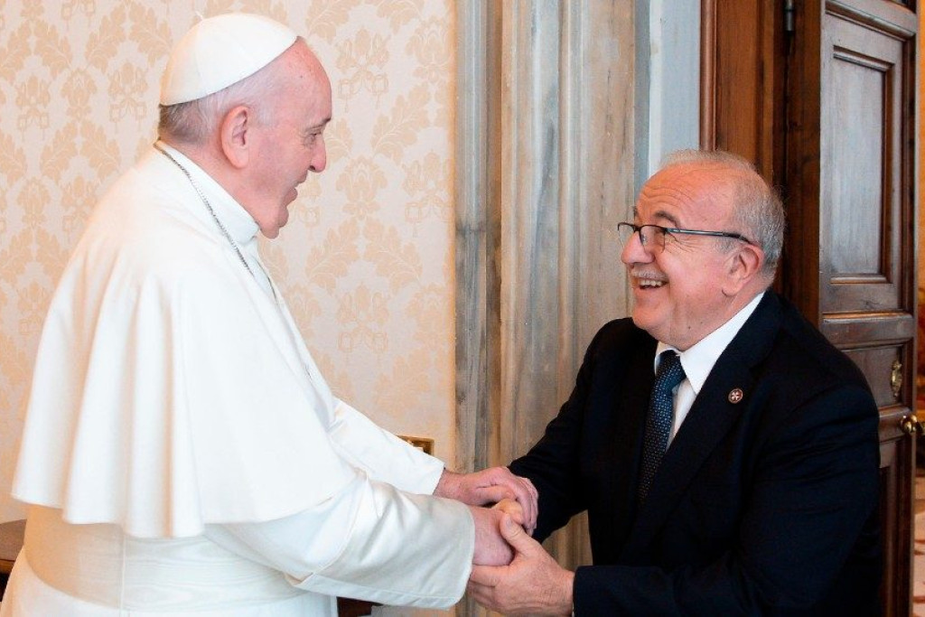 Fra Marco Luzzago bij paus Franciscus