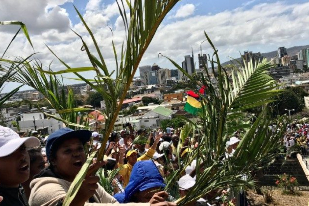 Een religieuze bijeenkomst in Mauritius
