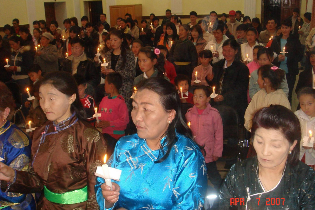 Een paasviering in Mongolië
