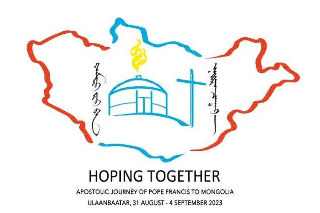 Logo van het pausbezoek aan Mongolië