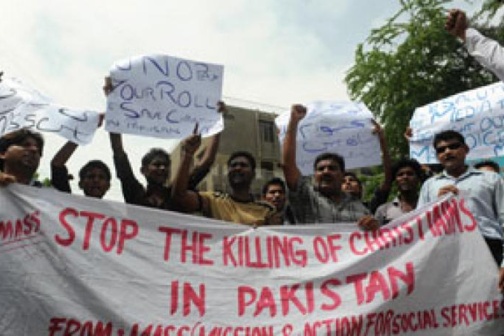 Protestmars tegen antichristelijk geweld in Pakistan