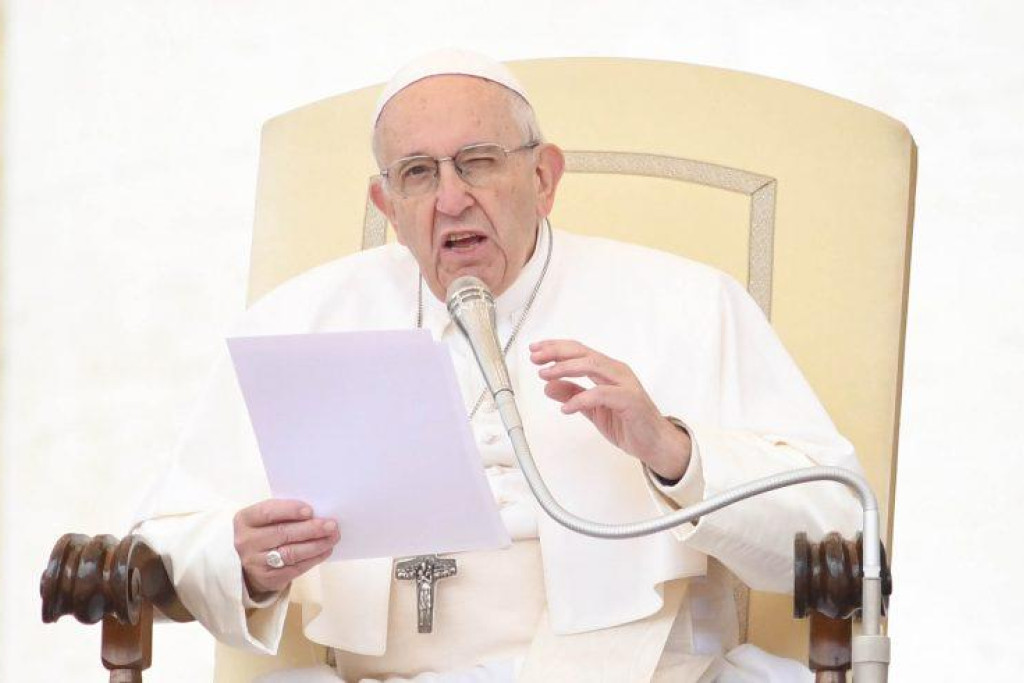 Paus Franciscus tijdens de wekelijkse audiëntie