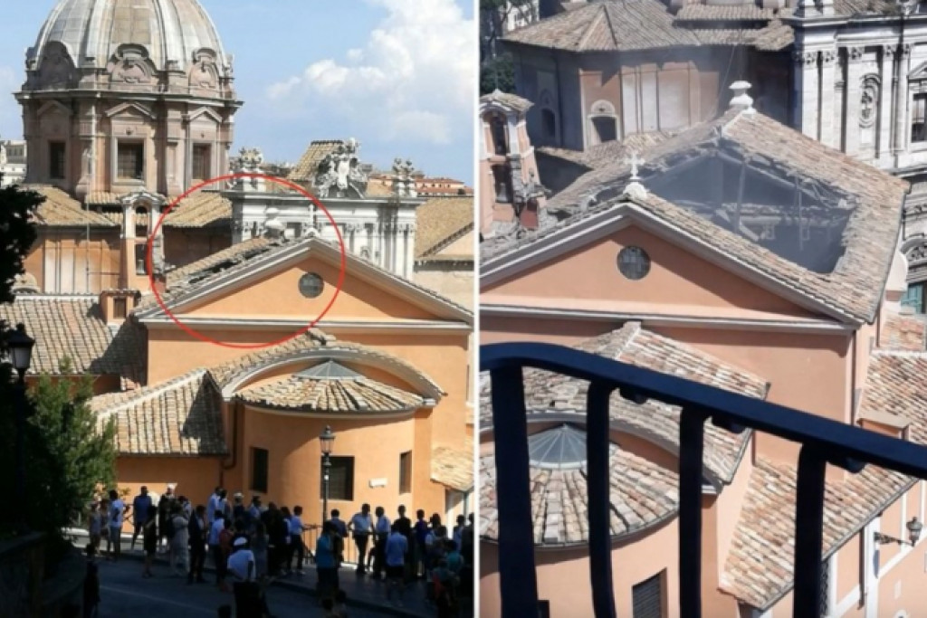 De schade aan de eeuwenoude San Giuseppe dei Falegnamikerk in Rome is aanzienlijk