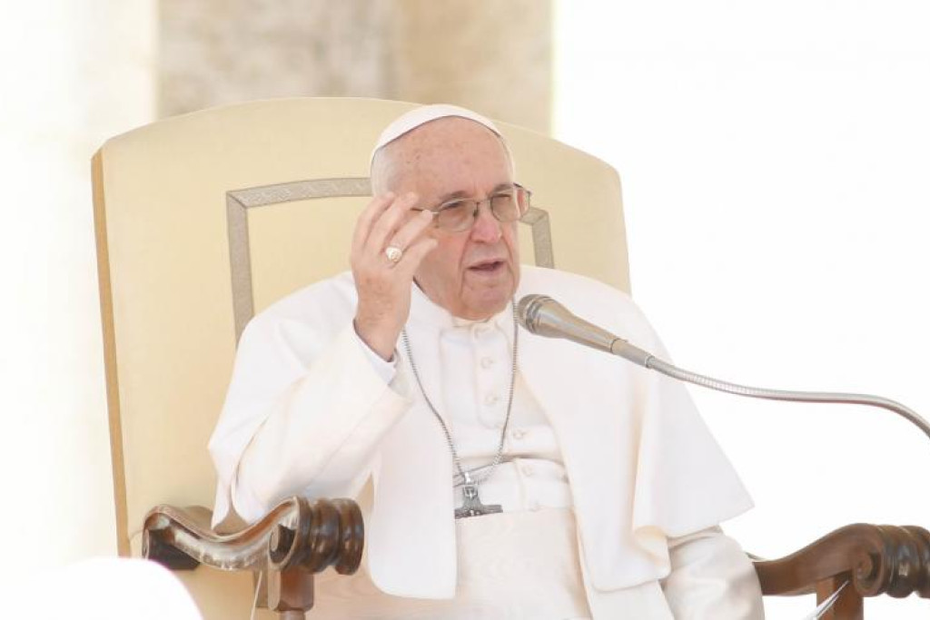 Paus Franciscus tijdens zijn wekelijkse audiëntie