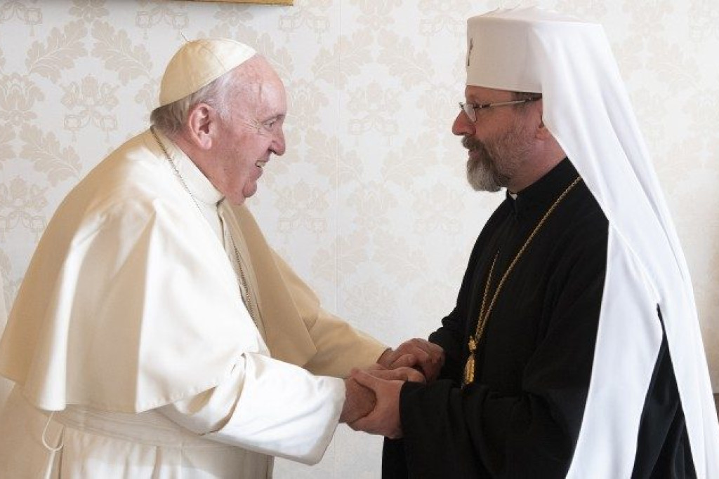 Grootaartsbisschop Sviatoslav Shevchuk bij paus Franciscus
