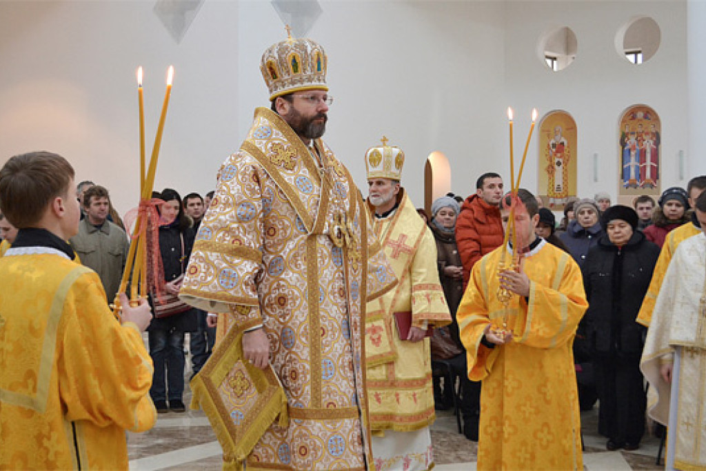 Byzantijnse viering met de Oekraïense grootaartsbisschop Sviatoslav Schevchuk