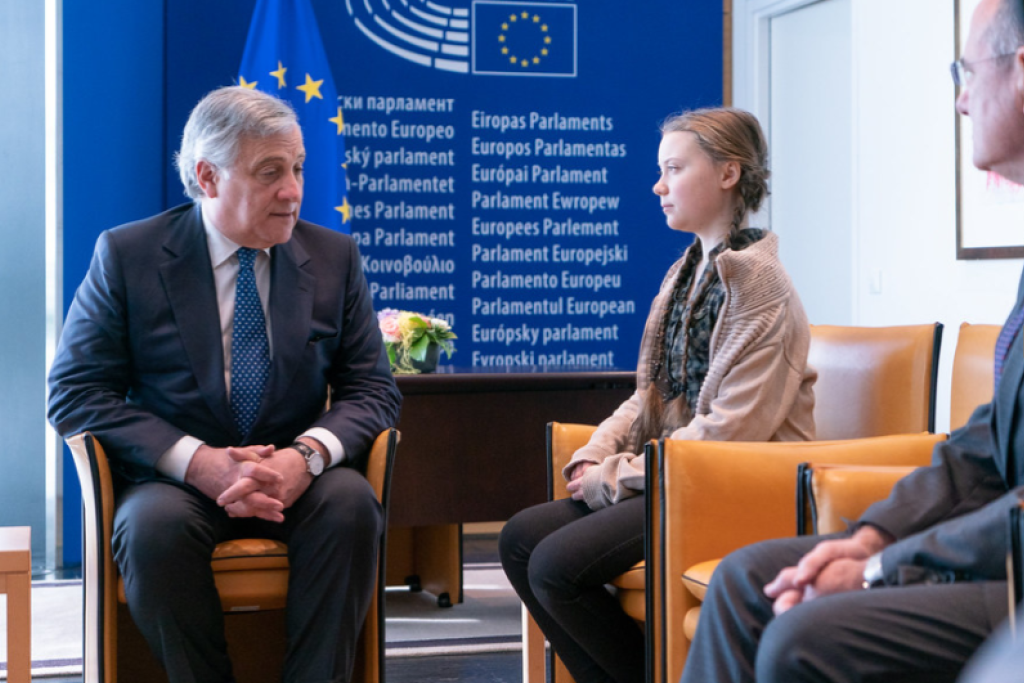 De Zweedse klimaatactiviste Greta Thunberg te gast in het Europese Parlement