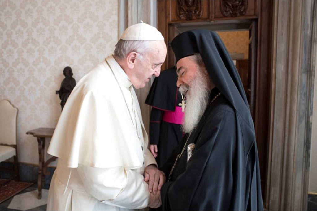 Patriarch Theophilos bij paus Franciscus