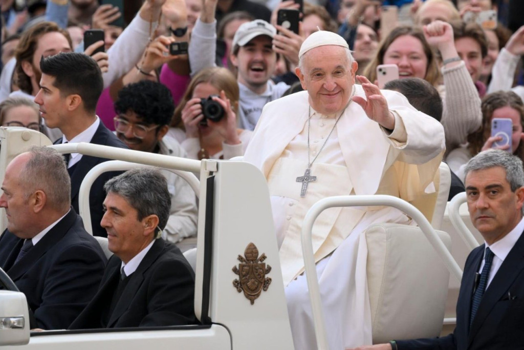 Paus Franciscus tijdens zijn audiëntie van vanmorgen