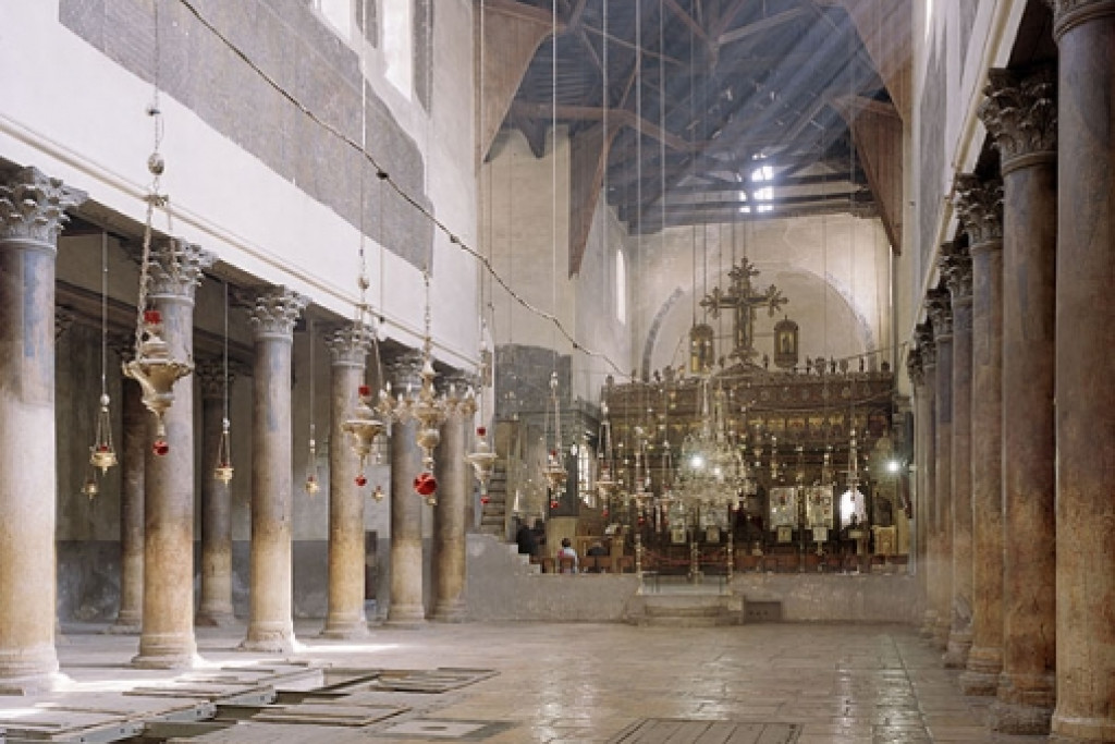 Interieur van de Geboortekerk van Bethlehem