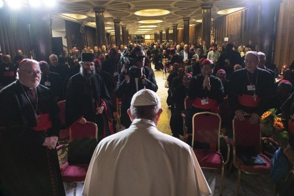 Paus Franciscus tijdens de Bisschoppensynode van 2018