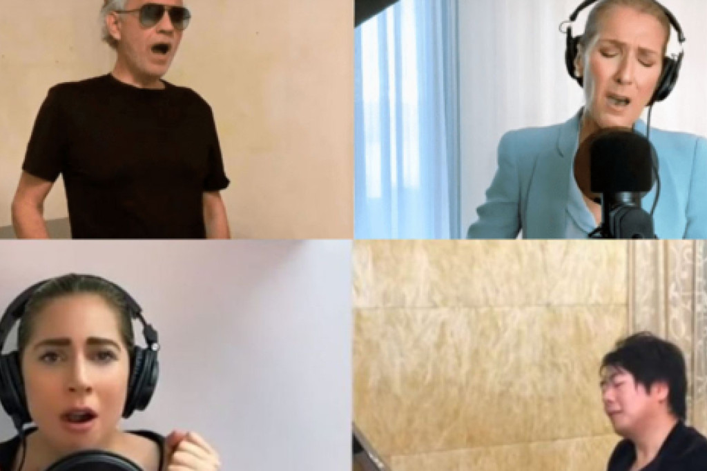 Céline Dion, Andrea Bocelli, Lady Gaga en John Legend