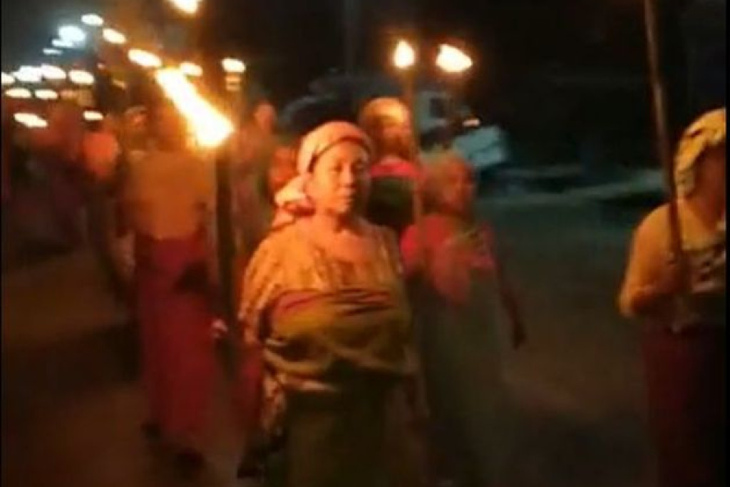 Protestactie tegen het geweld tegen vrouwen in Manipur