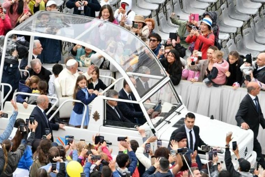 Paus Franciscus tijdens de audiëntie van vanmorgen