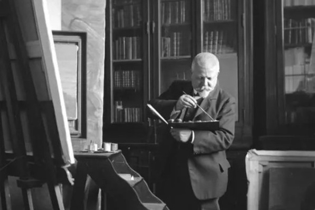 Gaetano Previati in zijn atelier