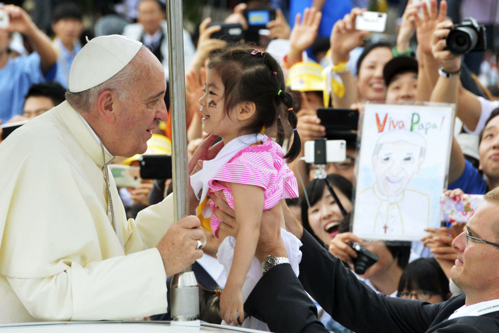 Paus Franciscus op missie in Korea in 2014