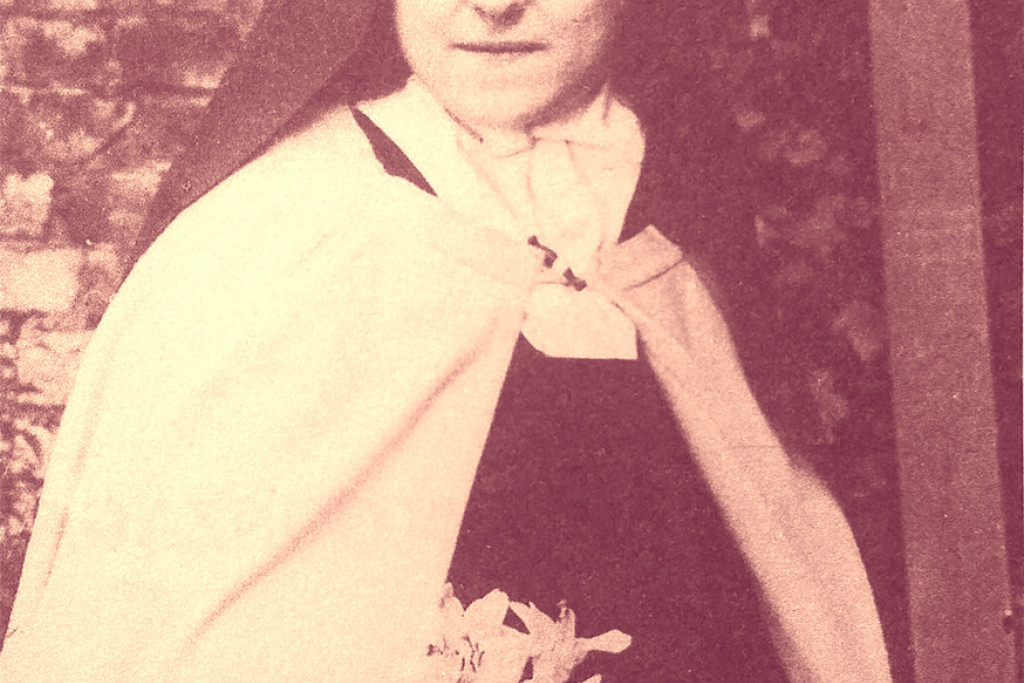 Thérèse van Lisieux op 23-jarige leeftijd, een klein jaar nadat ze begon haar levensverhaal op te schrijven en een jaar voor haar overlijden aan tuberculose