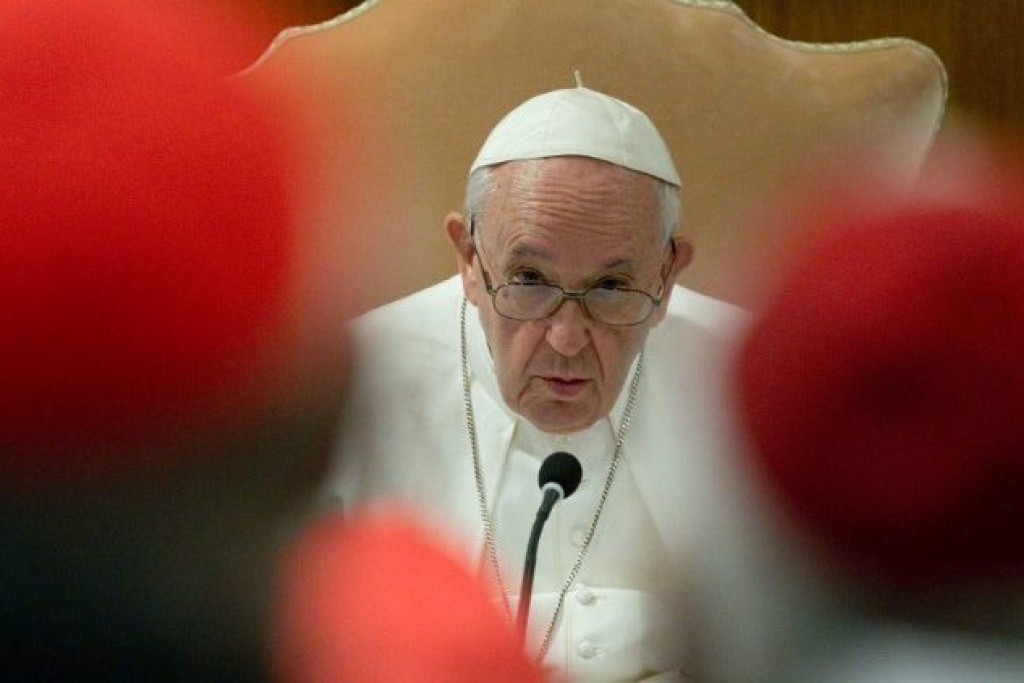 Paus Franciscus tijdens het consistorie in Rome