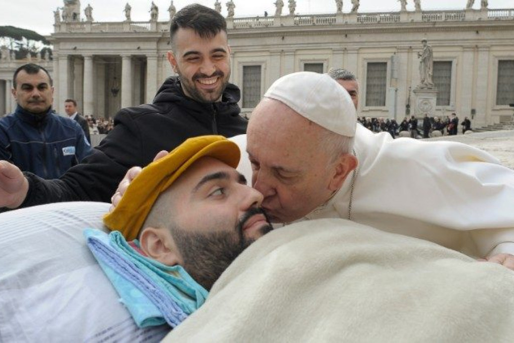Paus Franciscus tijdens een audiëntie in 2020